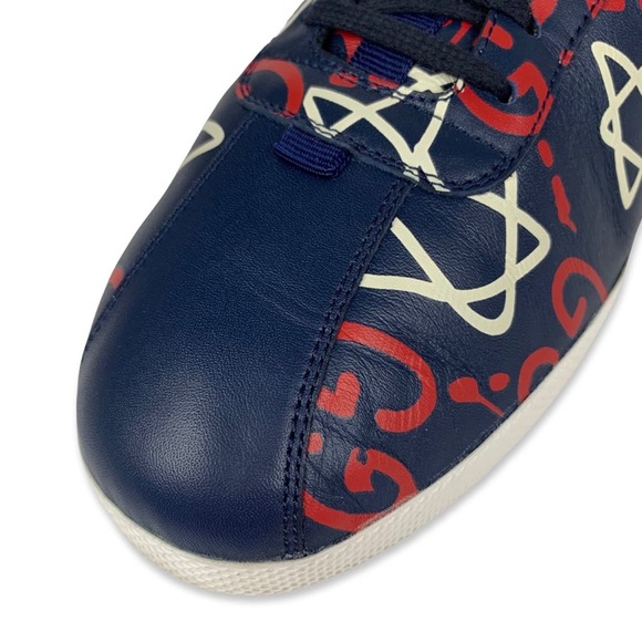 Gucci Ghost Red White and Navy High Top Leather Sneakers - Picture 9 of 16